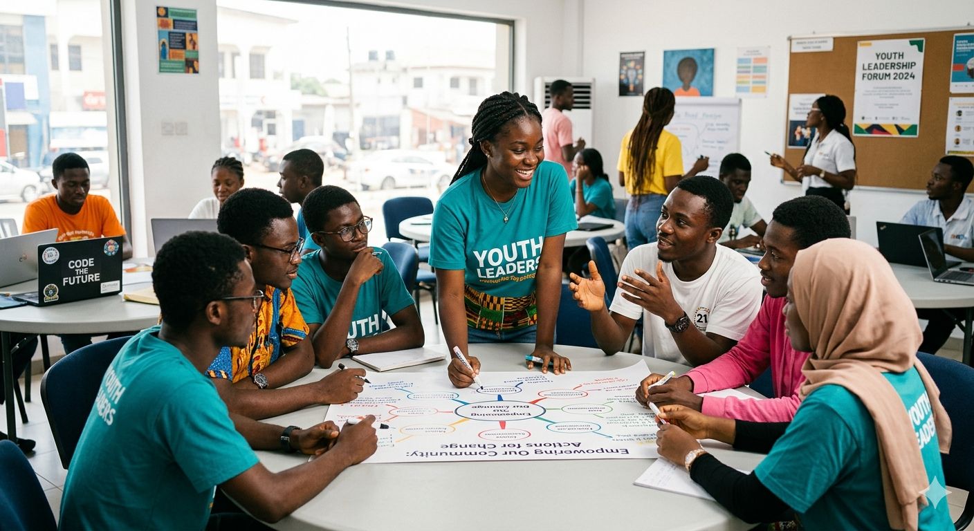 SERF youth leadership workshop participants collaborating